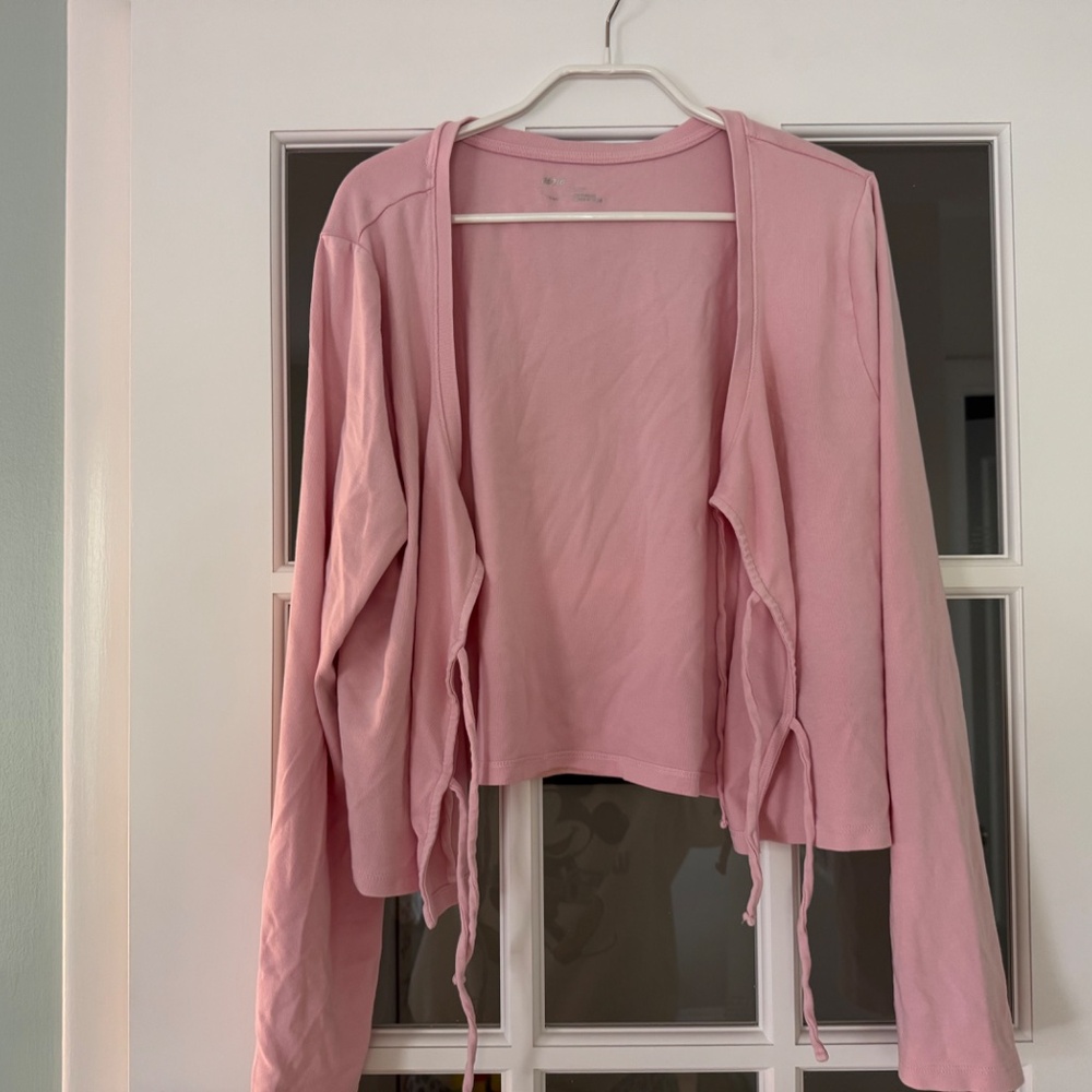 Aerie Pink Tie-Front Long Sleeve Top - Picture 8 of 12